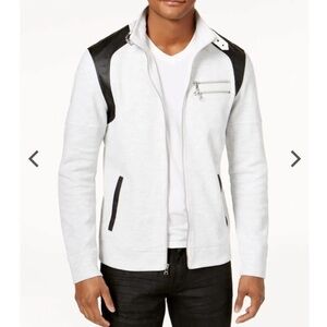 INC international concepts grey black zip up sweatshirt light jacket size medium